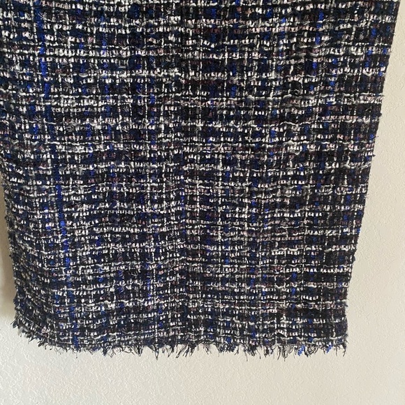 New L'Academie Tweed Office Siren Straight Black Multi Frayed Hem Maxi Skirt S - Picture 7 of 13